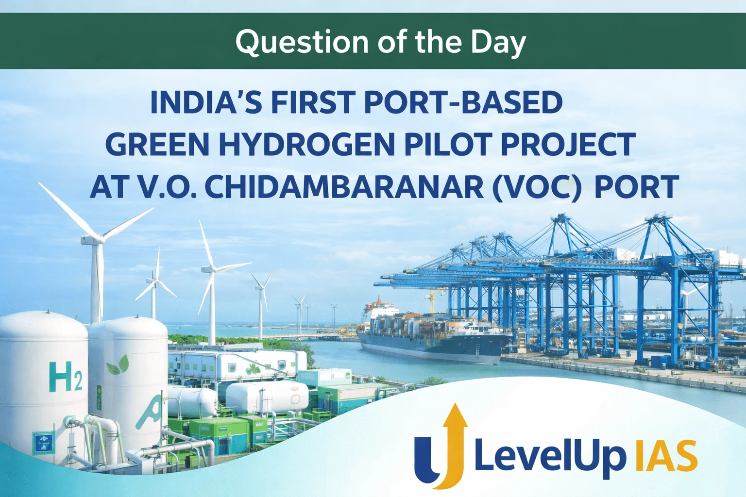 Question of the Day – INDIA’S FIRST PORT-BASED GREEN HYDROGEN PILOT PROJECT AT V.O. CHIDAMBARANAR (VOC) PORT