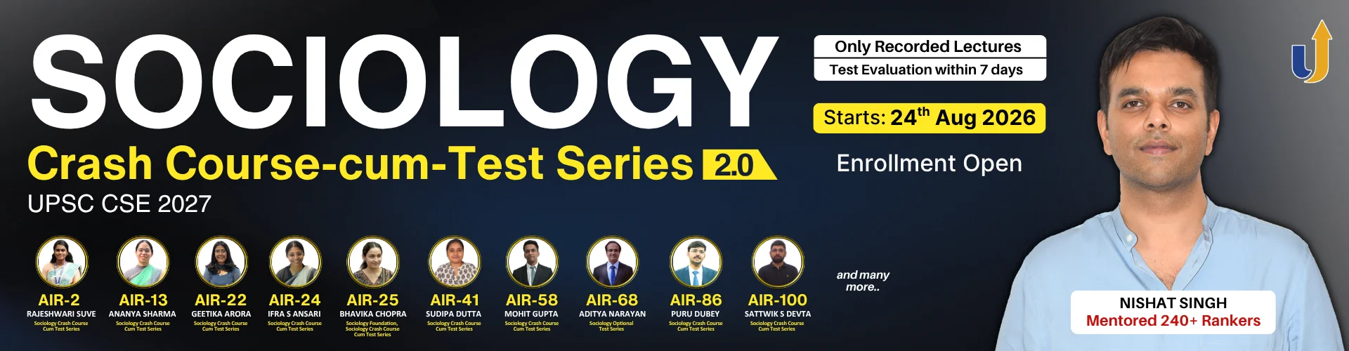 Sociology Optional Crash Course cum Test Series 2027 — batch starts 24th August 2026, enrolment open