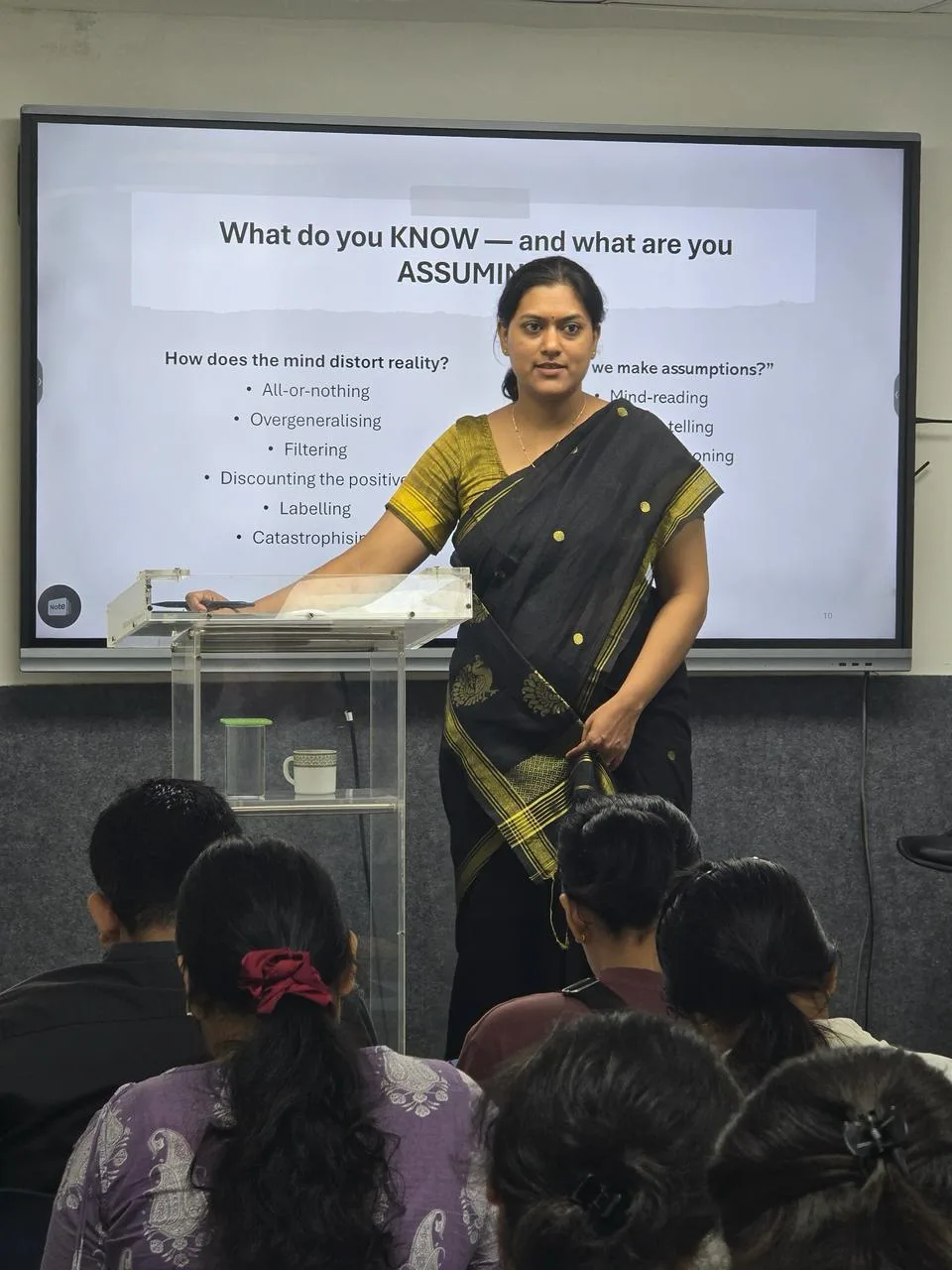Sonali Medhekar Ma'am conducting Winning the Mind Game workshop