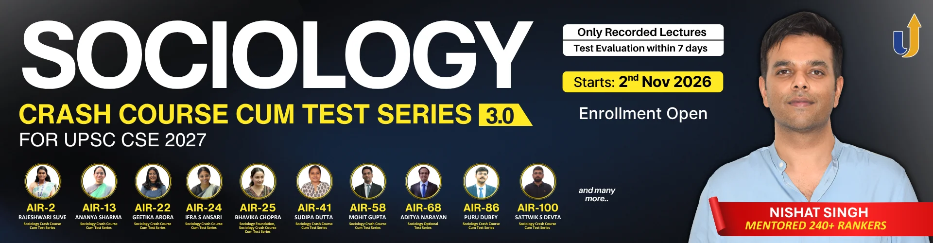 Sociology Optional Crash Course cum Test Series 3.0 (2027) — batch starts 2nd November 2026, enrolment open