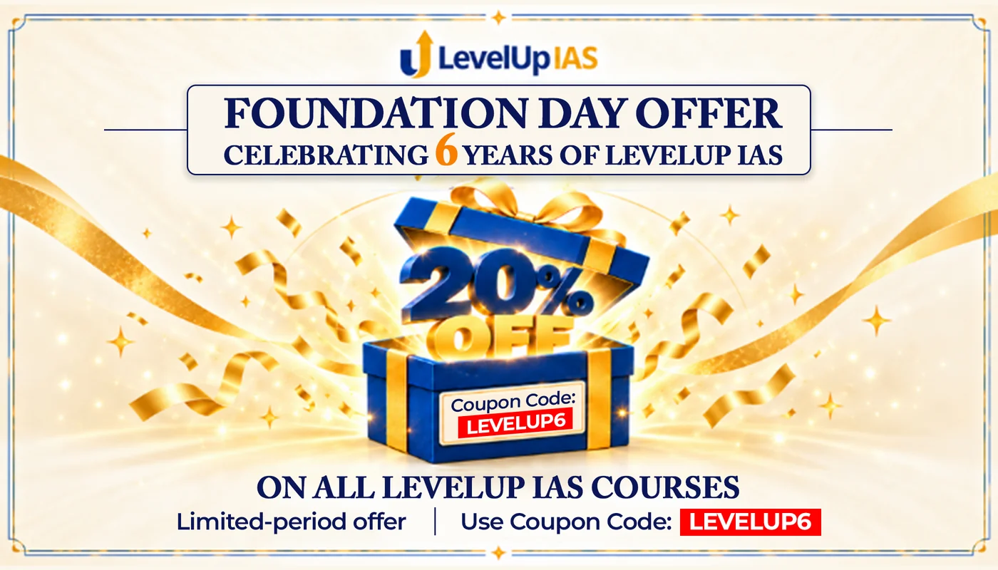 LevelUp IAS Foundation Day Offer — 20% off on all LevelUp IAS courses with coupon code LEVELUP6